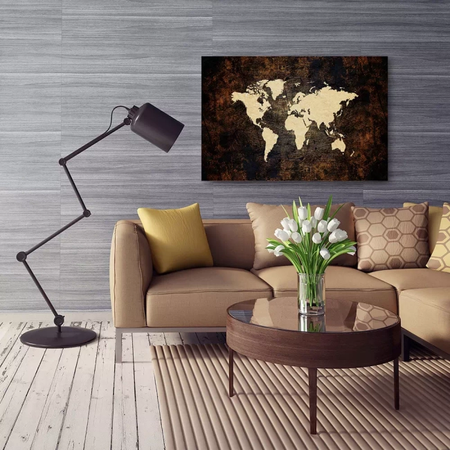 Obraz na płótnie Mapa Świata Ciemne Tło - NA WYMIAR